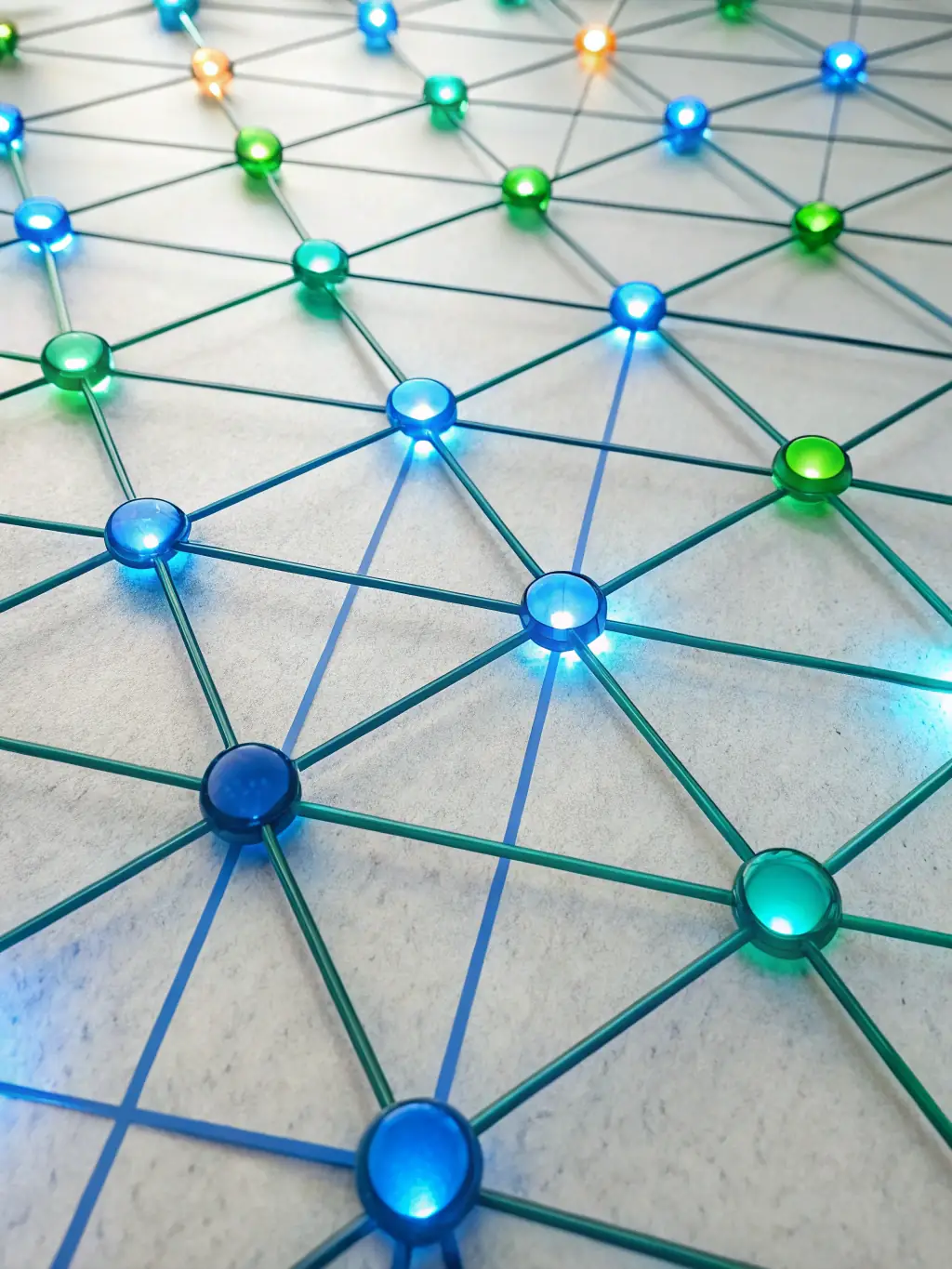 A futuristic image of interconnected digital nodes representing a decentralized network, symbolizing the innovative solutions ChainFusionn provides.